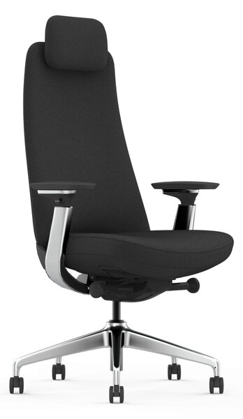 Scaun Ergonomic Premium cu Tetieră Reglabilă, Suport Lombar Ajustabil, Cotiere 3D, Mecanism Multifuncțional și Bază din Aluminiu, Negru