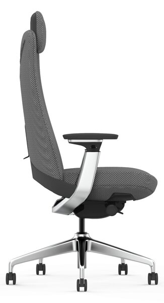 Scaun Ergonomic Premium cu Tetieră Reglabilă, Suport Lombar Ajustabil, Cotiere 3D, Mecanism Multifuncțional și Bază din Aluminiu, Gri