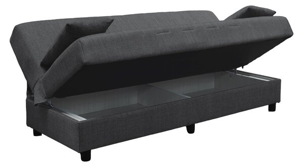 Canapea extensibila cu spatiu de depozitare Romina, Gri, 180x75x85 cm