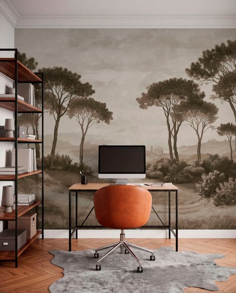 Tapet Peisaj cu copaci în tonuri sepia de epocă, Fototapet Natură, w05122v2 : Uwalls.ro