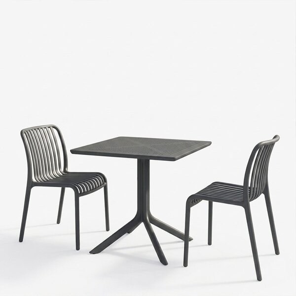 Set mobilier dining 3 piese Zoi Groovy, Antracit, 80x80x74 cm
