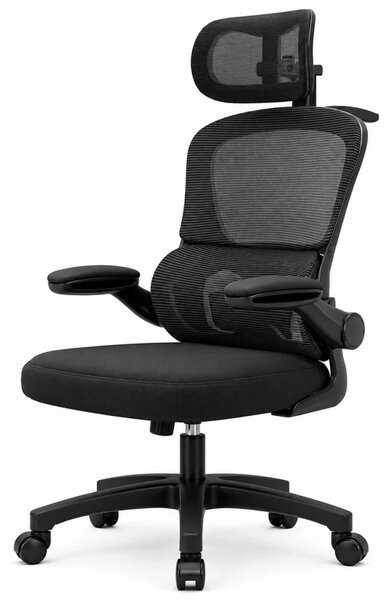 RESIGILAT- Scaun ergonomic cu suport lombar dinamic, tetieră 4D, cotiere rabatabile, Negru