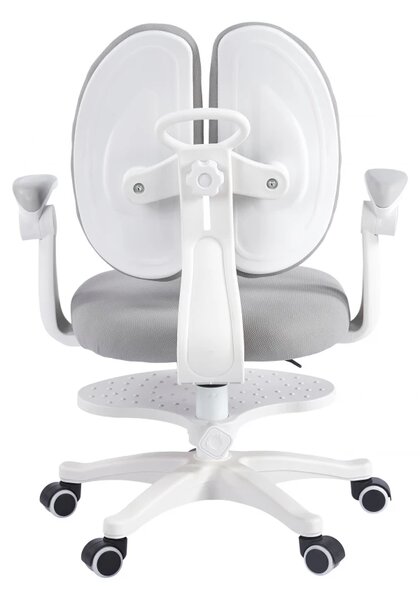 Scaun ergonomic pentru copii, spatar reglabil, suport picioare reglabil, rotativ, Gri
