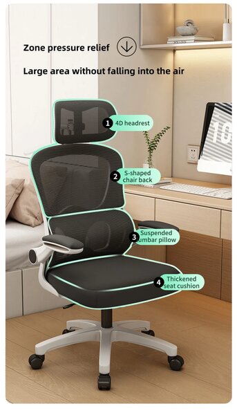 RESIGILAT- Scaun ergonomic cu suport lombar dinamic, tetieră 4D, cotiere rabatabile, Negru