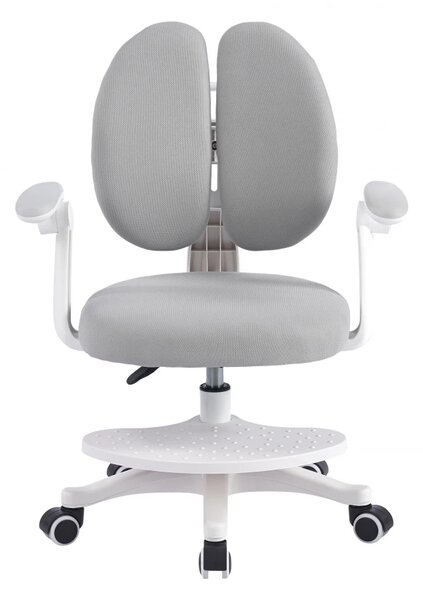 Scaun ergonomic pentru copii, spatar reglabil, suport picioare reglabil, rotativ, Gri