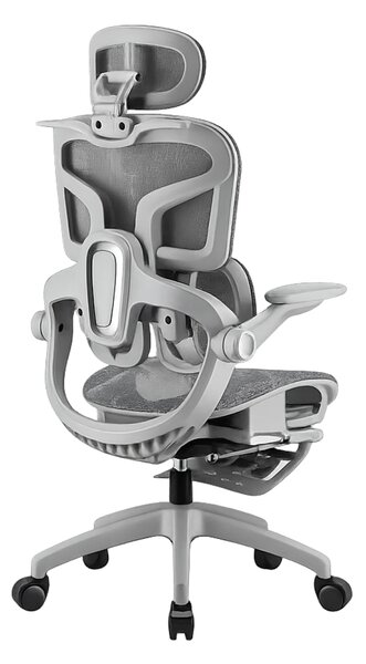 AEROMAX SLIDING Scaun ergonomic, Sezut Translatie, Cotiere Rabatabile, Tetiera 3D, Suport lombar dublu ajustabil, Suport picioare, Umeras, Full Mesh, Gri