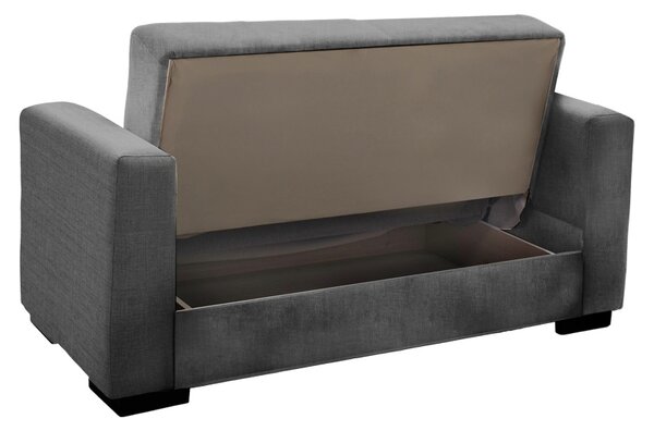Canapea extensibila cu spatiu de depozitare Vox, Gri/Negru, 180x75x85 cm