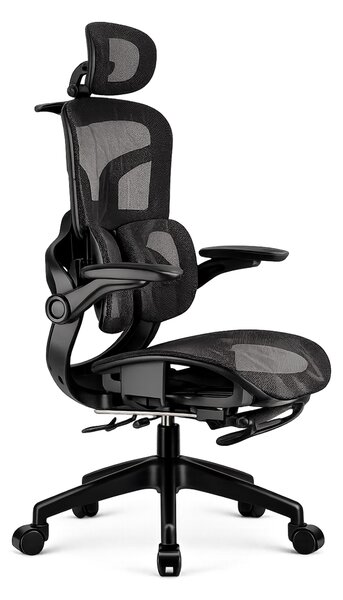 AEROMAX SLIDING Scaun ergonomic, Sezut Translatie, Cotiere Rabatabile, Tetiera 3D, Suport lombar dublu ajustabil, Suport picioare, Umeras, Full Mesh, Negru