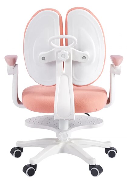 Scaun ergonomic pentru copii, spatar reglabil, suport picioare reglabil, rotativ, Roz
