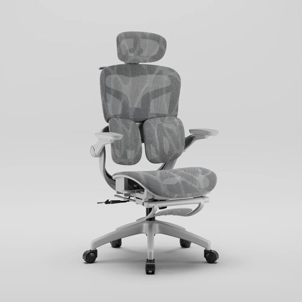 AEROMAX SLIDING Scaun ergonomic, Sezut Translatie, Cotiere Rabatabile, Tetiera 3D, Suport lombar dublu ajustabil, Suport picioare, Umeras, Full Mesh, Gri