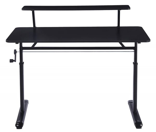 ERGOLEV WX-007 – Birou Reglabil Manual cu Înălțime Ajustabilă 65–90 cm, Blat Monobloc din PAL de Înaltă Densitate 15 mm, Cadru Metalic din Oțel, Raft Superior Integrat, 120x60 cm, Negru