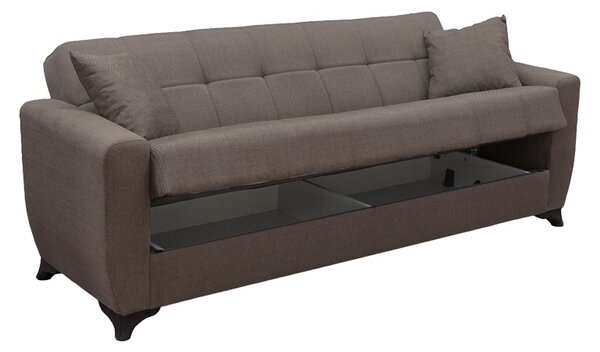 Canapea extensibila cu spatiu de depozitare Modesto, Maro, 215x75x85 cm