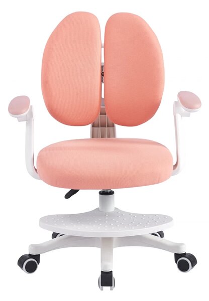Scaun ergonomic pentru copii, spatar reglabil, suport picioare reglabil, rotativ, Roz