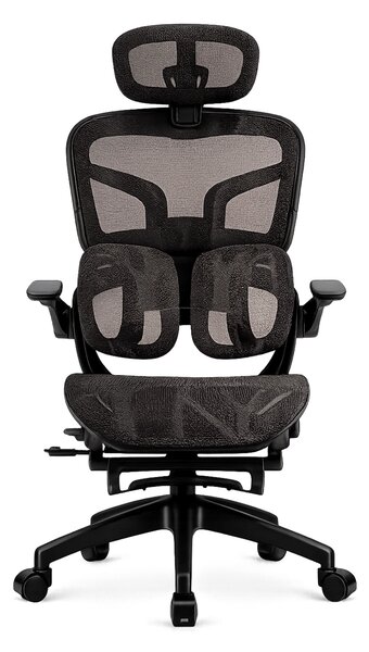 AEROMAX SLIDING Scaun ergonomic, Sezut Translatie, Cotiere Rabatabile, Tetiera 3D, Suport lombar dublu ajustabil, Suport picioare, Umeras, Full Mesh, Negru