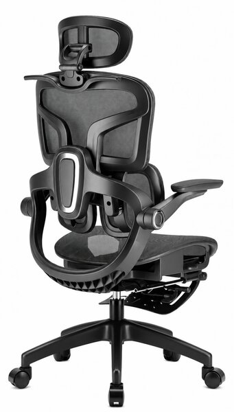 AEROMAX SLIDING Scaun ergonomic, Sezut Translatie, Cotiere Rabatabile, Tetiera 3D, Suport lombar dublu ajustabil, Suport picioare, Umeras, Full Mesh, Negru