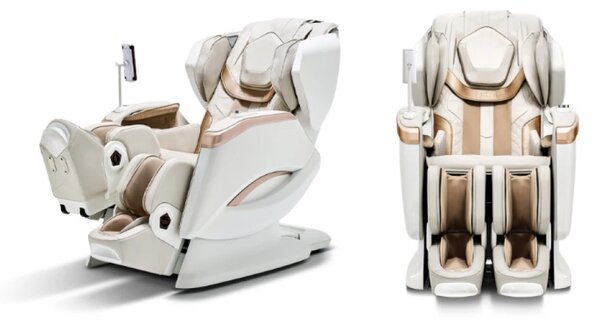 ROVO Luxury 4D - Fotoliu de Masaj Premium 4D, Design Space Walking, Brațe de Masaj Extensibile, Senzori Detectare Obstacole, Încălzire Spate și Gambe, Bluetooth, Bej
