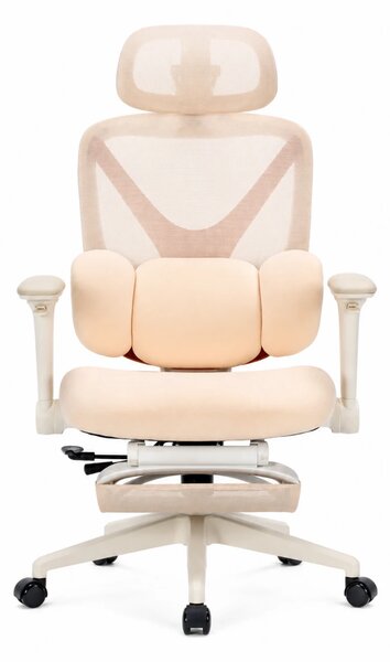 DeluxStar YX-977 NEXOR PRO FOAM SEAT – Scaun Ergonomic cu Suport Lombar 3D, Tetieră 3D, Cotiere 4D, Șezut Glisant, Înclinare 140°, Suport pentru Picioare, Bej