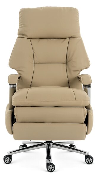 ELITE RECLINER SC1– Scaun Executiv Premium din Piele Naturală, Reclinabil electric, 2 Motoare, Suport pentru Picioare, Bej