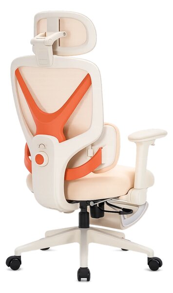 DeluxStar YX-977 NEXOR PRO FOAM SEAT – Scaun Ergonomic cu Suport Lombar 3D, Tetieră 3D, Cotiere 4D, Șezut Glisant, Înclinare 140°, Suport pentru Picioare, Bej