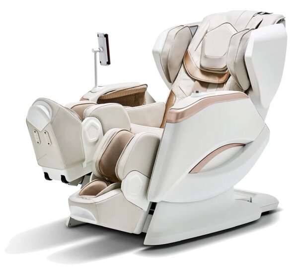 ROVO Luxury 4D - Fotoliu de Masaj Premium 4D, Design Space Walking, Brațe de Masaj Extensibile, Senzori Detectare Obstacole, Încălzire Spate și Gambe, Bluetooth, Bej