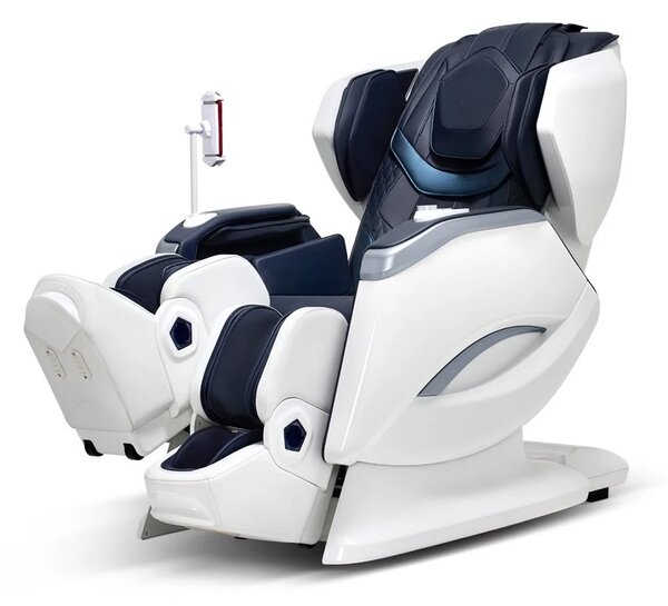ROVO Luxury 4D - Fotoliu de Masaj Premium 4D, Design Space Walking, Brațe de Masaj Extensibile, Senzori Detectare Obstacole, Încălzire Spate și Gambe, Bluetooth, Albastru