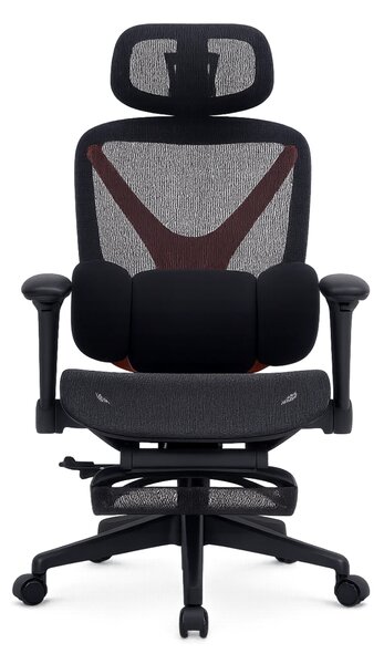 DeluxStar YX-977 NEXOR PRO MESH – Scaun Ergonomic cu Suport Lombar 3D, Tetieră 3D, Cotiere 4D, Șezut Glisant, Înclinare 140°, Suport pentru Picioare, Mesh, Negru