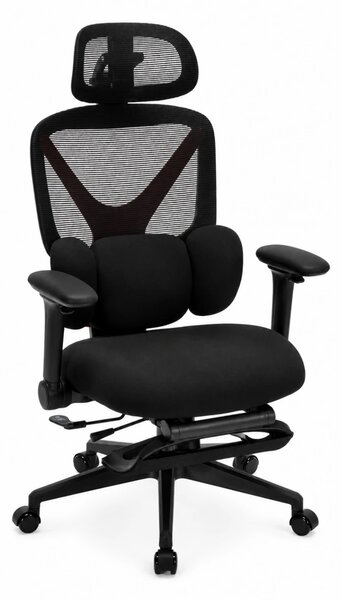 DeluxStar YX-977 NEXOR PRO FOAM SEAT – Scaun Ergonomic cu Suport Lombar 3D, Tetieră 3D, Cotiere 4D, Șezut Glisant, Înclinare 140°, Suport pentru Picioare, Negru