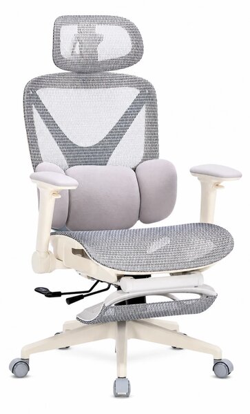 DeluxStar YX-977 NEXOR PRO MESH – Scaun Ergonomic cu Suport Lombar 3D, Tetieră 3D, Cotiere 4D, Șezut Glisant, Înclinare 140°, Suport pentru Picioare, Mesh, Gri