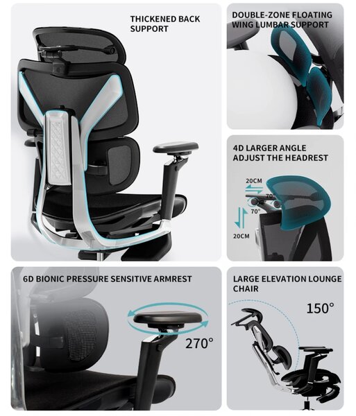 DeluxStar T2 ELITE PRO – Scaun Ergonomic Premium cu Suport Lombar Dual Dynamic 3D, Suspensie Air-Glide și Suport Complet Cervical – Spate – Lombar, Negru