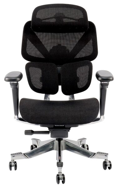 DeluxStar T2 ELITE PRO – Scaun Ergonomic Premium cu Suport Lombar Dual Dynamic 3D, Suspensie Air-Glide și Suport Complet Cervical – Spate – Lombar, Negru