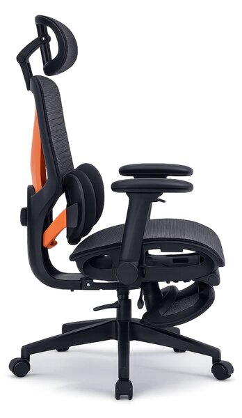 DeluxStar YX-977 NEXOR PRO MESH – Scaun Ergonomic cu Suport Lombar 3D, Tetieră 3D, Cotiere 4D, Șezut Glisant, Înclinare 140°, Suport pentru Picioare, Mesh, Negru
