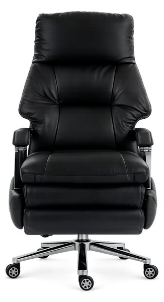 ELITE RECLINER SC1– Scaun Executiv Premium din Piele Naturală, Reclinabil electric, 2 Motoare, Suport pentru Picioare, Negru