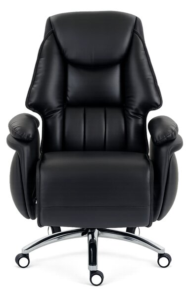 PRESIDENT BLACK 999 – Scaun Executiv Premium din Piele Naturală, Reclinabil electric, 2 Motoare, Suport pentru Picioare, Negru