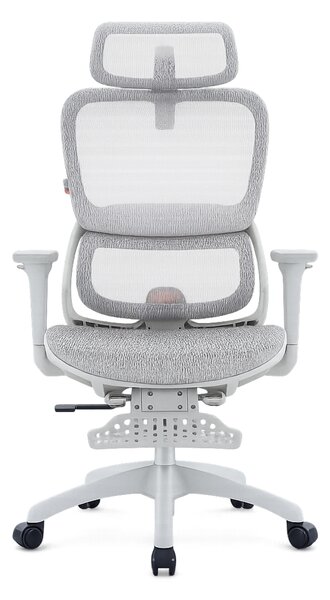 Scaun ergonomic SIHOO B100, Suport lombar dinamic cu ajustare automata, Cotiere 4D, Tetiera 3D, Mecanism multifunctional inclinare/blocare in 3 pozitii, Suport picioare, Mesh, Gri