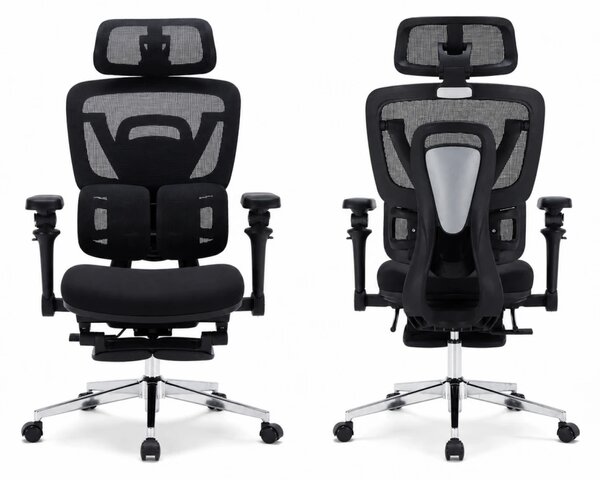 AERONIX SG630 FOAM SEAT Black – Scaun ergonomic premium FOAM SEAT, Cotiere 7D, Suport Lombar Dublu, Șezut Translație, Mecanism multifunctional inclinare/blocare, Suport pentru picioare