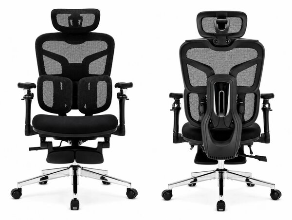 DeluxStar T9 FOAM Premium – Scaun ergonomic, Cotiere 6D, Suport Lombar Adaptiv, Spătar Reglabil pe Înaltime în 5 pozitii, Mecanism Înclinare/Blocare, Șezut buretat, Negru