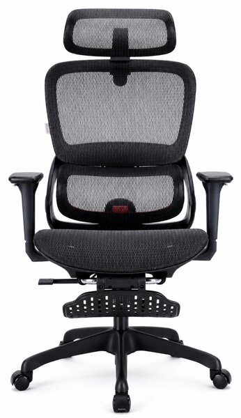 Scaun ergonomic SIHOO B100, Suport lombar dinamic cu ajustare automata, Cotiere 4D, Tetiera 3D, Mecanism multifunctional inclinare/blocare in 3 pozitii, Suport picioare, Mesh, Negru