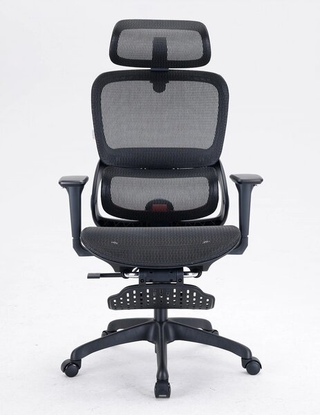 Scaun ergonomic SIHOO B100, Suport lombar dinamic cu ajustare automata, Cotiere 4D, Tetiera 3D, Mecanism multifunctional inclinare/blocare in 3 pozitii, Suport picioare, Mesh, Negru