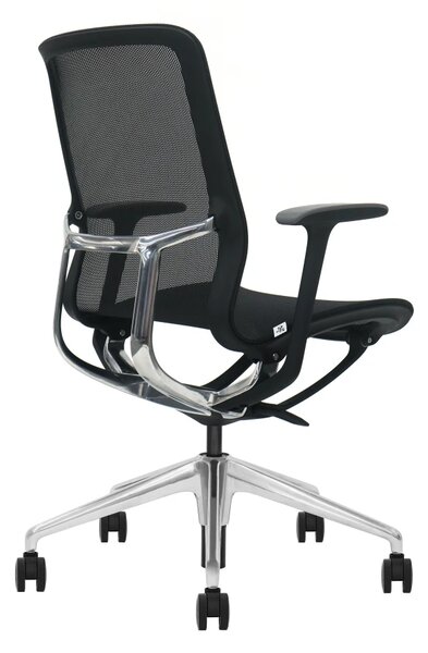 EMILY BLACK – Scaun ergonomic premium, Mesh respirabil 4D, înclinare cu blocare, înălțime reglabila, cadru din nylon, bază din aluminiu, Negru