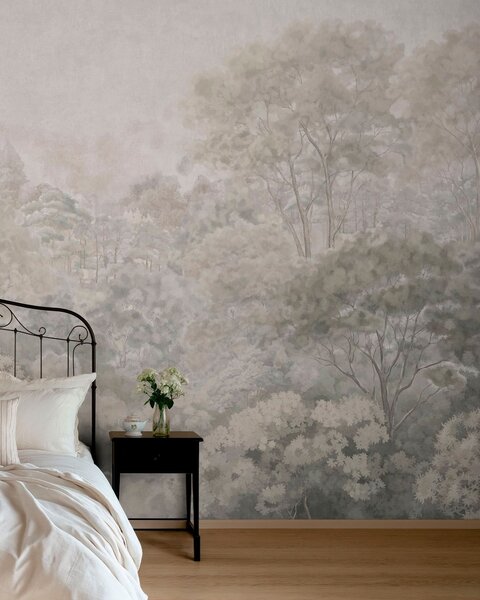 Tapet Peisaj forestier de epocă, în nuanțe pastelate, Fototapet Natură, w05433v2 : Uwalls.ro