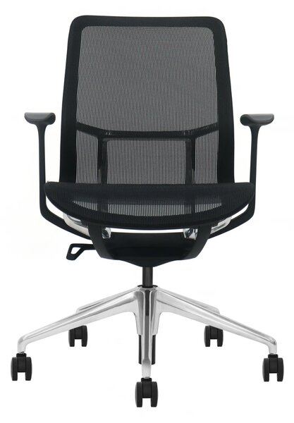 EMILY BLACK – Scaun ergonomic premium, Mesh respirabil 4D, înclinare cu blocare, înălțime reglabila, cadru din nylon, bază din aluminiu, Negru