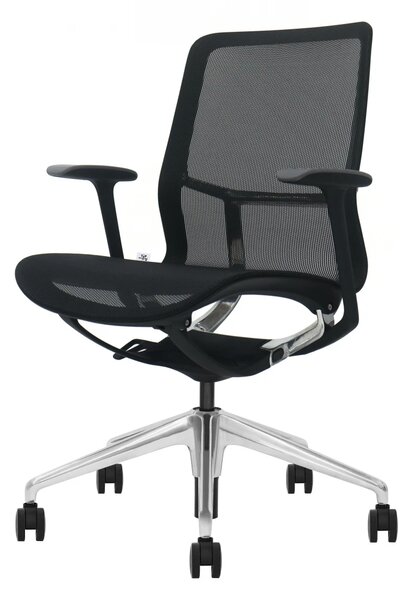 EMILY BLACK – Scaun ergonomic premium, Mesh respirabil 4D, înclinare cu blocare, înălțime reglabila, cadru din nylon, bază din aluminiu, Negru
