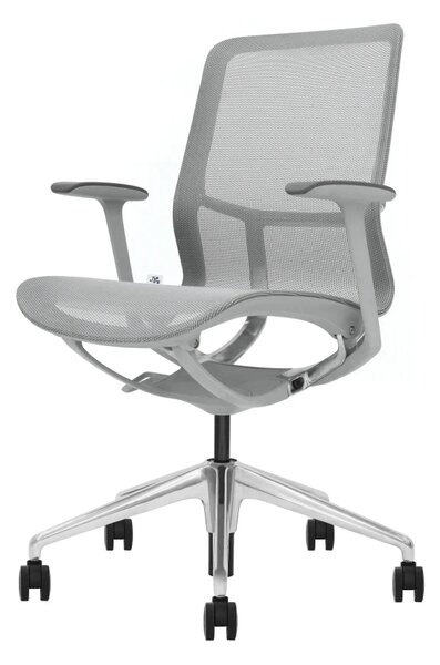 EMILY GREY – Scaun ergonomic premium, Mesh respirabil 4D, înclinare cu blocare, înălțime reglabila, cadru din nylon, bază din aluminiu, Gri