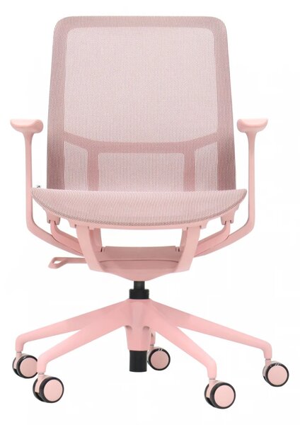 EMILY PINK – Scaun ergonomic premium, Mesh respirabil 4D, înclinare cu blocare, înălțime reglabila, cadru din nylon, bază din aluminiu, Roz