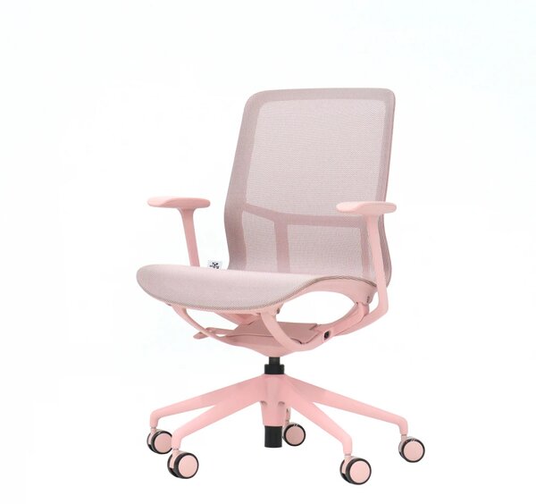 EMILY PINK – Scaun ergonomic premium, Mesh respirabil 4D, înclinare cu blocare, înălțime reglabila, cadru din nylon, bază din aluminiu, Roz