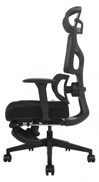 AEROFORM PRO – Scaun Ergonomic Premium, Suport Lombar cu arc, Cotiere 3D, Tetieră reglabilă, Șezut glisant, Suport pentru picioare extensibil, Negru