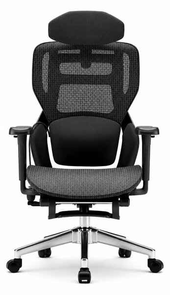 MONZA E16 Executive – Scaun Ergonomic Premium, Reglaje Avansate, Suport Lombar Reglabil pe Înălțime, Tetieră Reglabilă, Cotiere 3D, Șezut Extensibil, Reclinare 135°, Suport pentru Picioare și Bază Metalică, Mesh, Negru