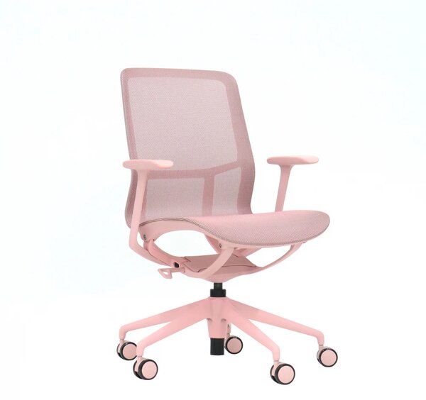EMILY PINK – Scaun ergonomic premium, Mesh respirabil 4D, înclinare cu blocare, înălțime reglabila, cadru din nylon, bază din aluminiu, Roz