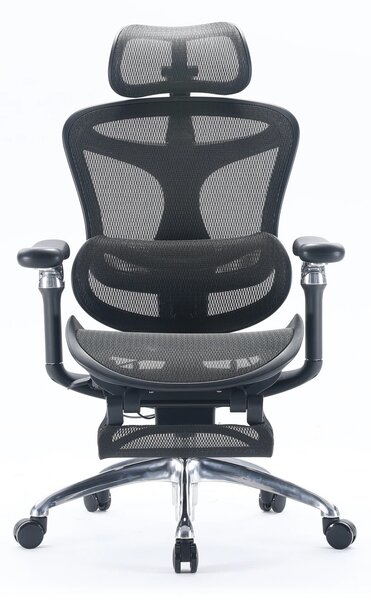 Scaun Ergonomic SIHOO C300, Suport Lombar Inteligent, Tetieră 3D, Cotiere 5D, Șezut Glisant, Spătar Reglabil pe Înălțime, Suport pentru Picioare, Mesh, Negru