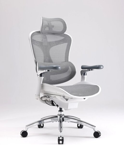 Scaun Ergonomic SIHOO Doro C300 Pro M102, Suport Lombar Adaptiv Inteligent, Spătar Reglabil pe Înălțime, Tetieră 3D, Cotiere 6D PU, Șezut Glisant, Reclinare 135°, Mesh, Gri